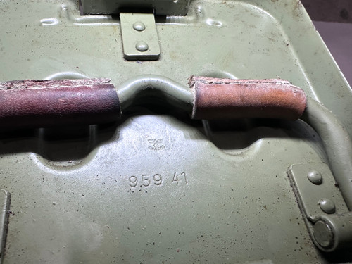 251119-03:  Original WW2 dated Basket Drum and Carrier Set  (Yugo Repainted)  (SHIPS FREE in Lower 48)