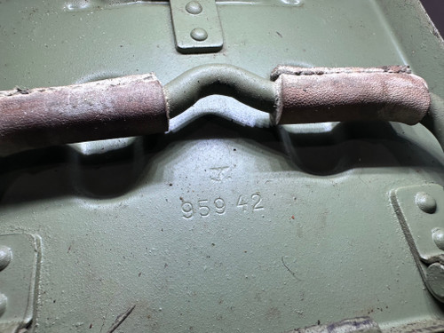 251119-04:  Original WW2 dated Basket Drum and Carrier Set  (Yugo Repainted)  (SHIPS FREE in Lower 48)