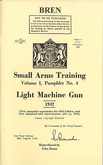 LMG (Bren) Training Manual - WW2 Military Issue