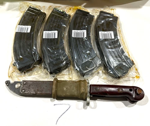 Lot 7: 4 x Croat Mags & Romanian AK-47 Bayonet