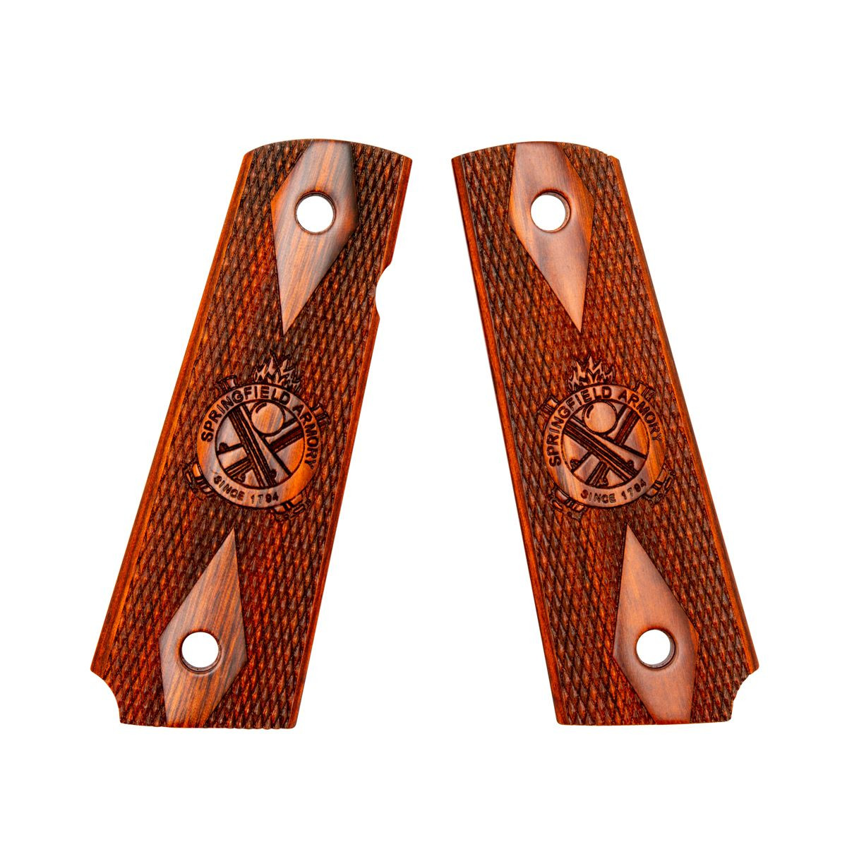 1911 Full Size Checkered Crossed Cannons Cocobolo grips for