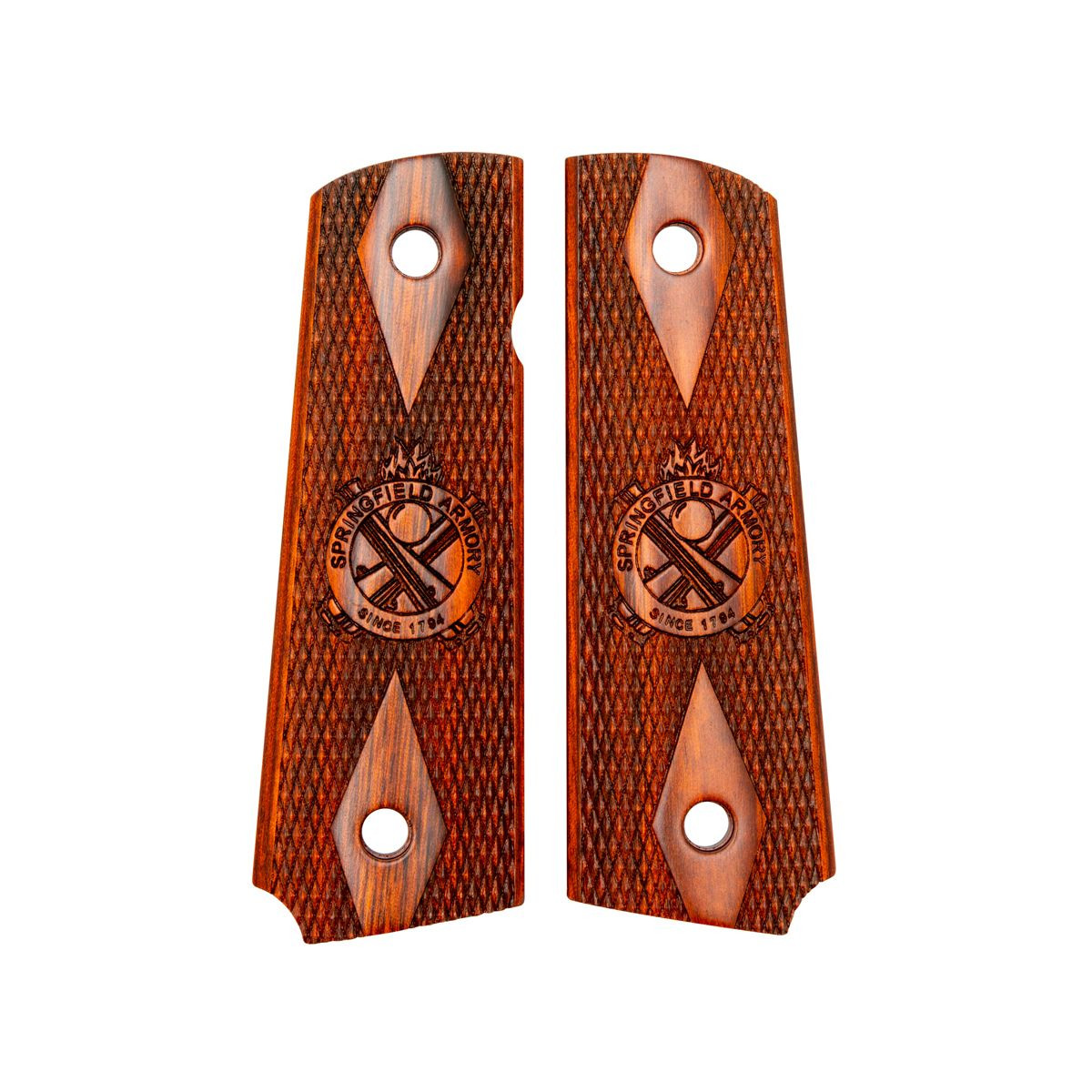 1911 Full Size Checkered Crossed Cannons Cocobolo grips for
