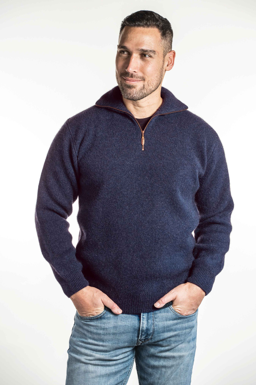 Possum Merino Clothing - K0225 Mens Zip Collar Jumper