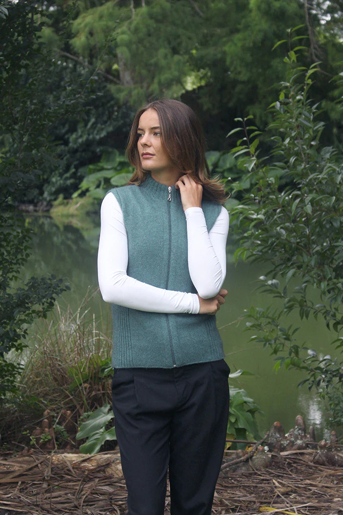Possum Merino Clothing - Women's Lothlorian Zip Vest with Rib