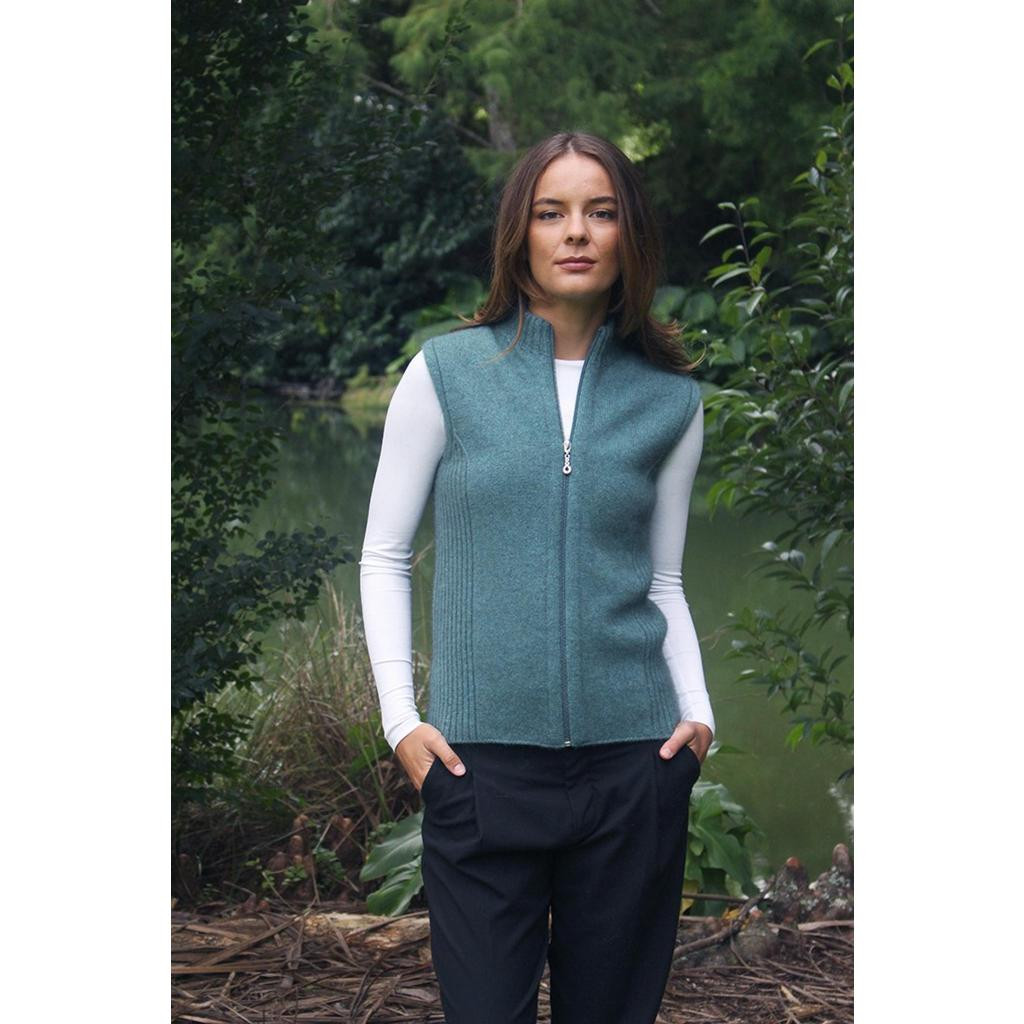 Possum Merino Clothing - Women's Lothlorian Zip Vest with Rib