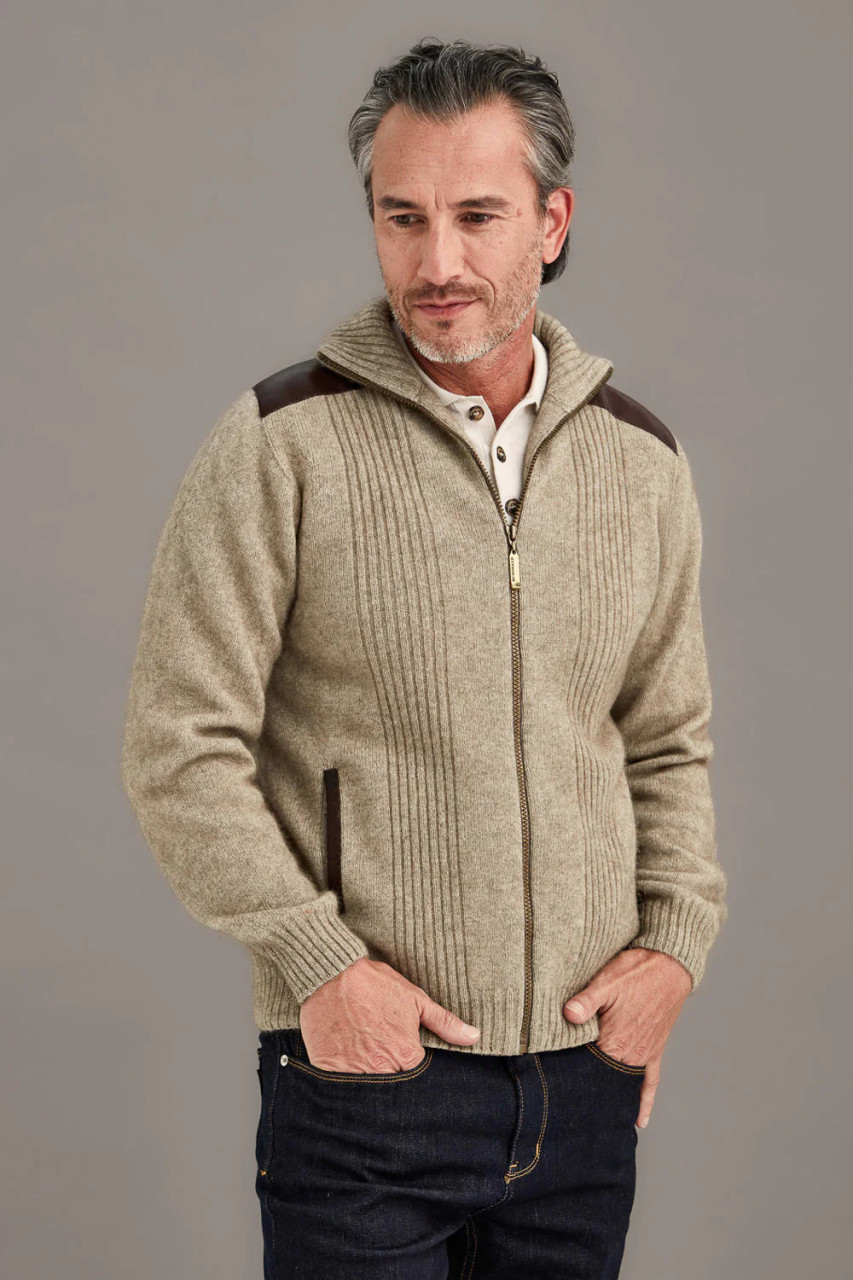 Possum Merino Clothing - McDonald Zip Jacket with Lambskin Leather