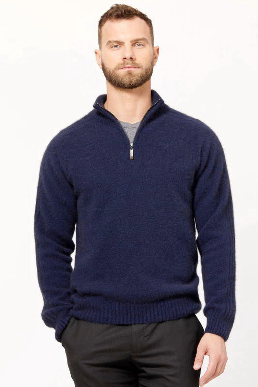 Possum Merino Clothing - McDonald Short Zip Rib Sleeve Sweater 620 ...