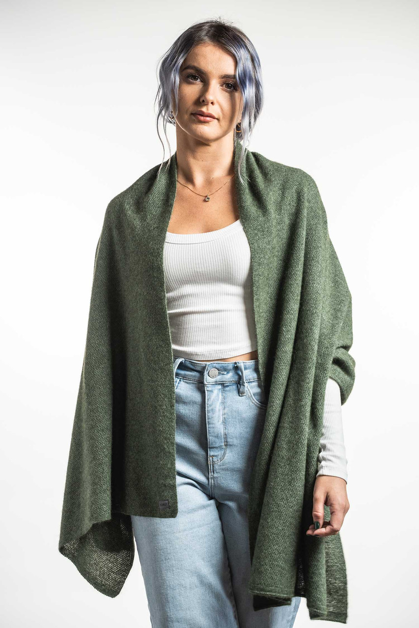Possum Merino Clothing - Women's Koru Lightweight Moss Stitch Wrap