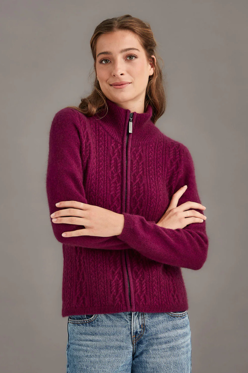 Possum Merino Clothing - Women's McDonald Cable Zip Jacket 5039