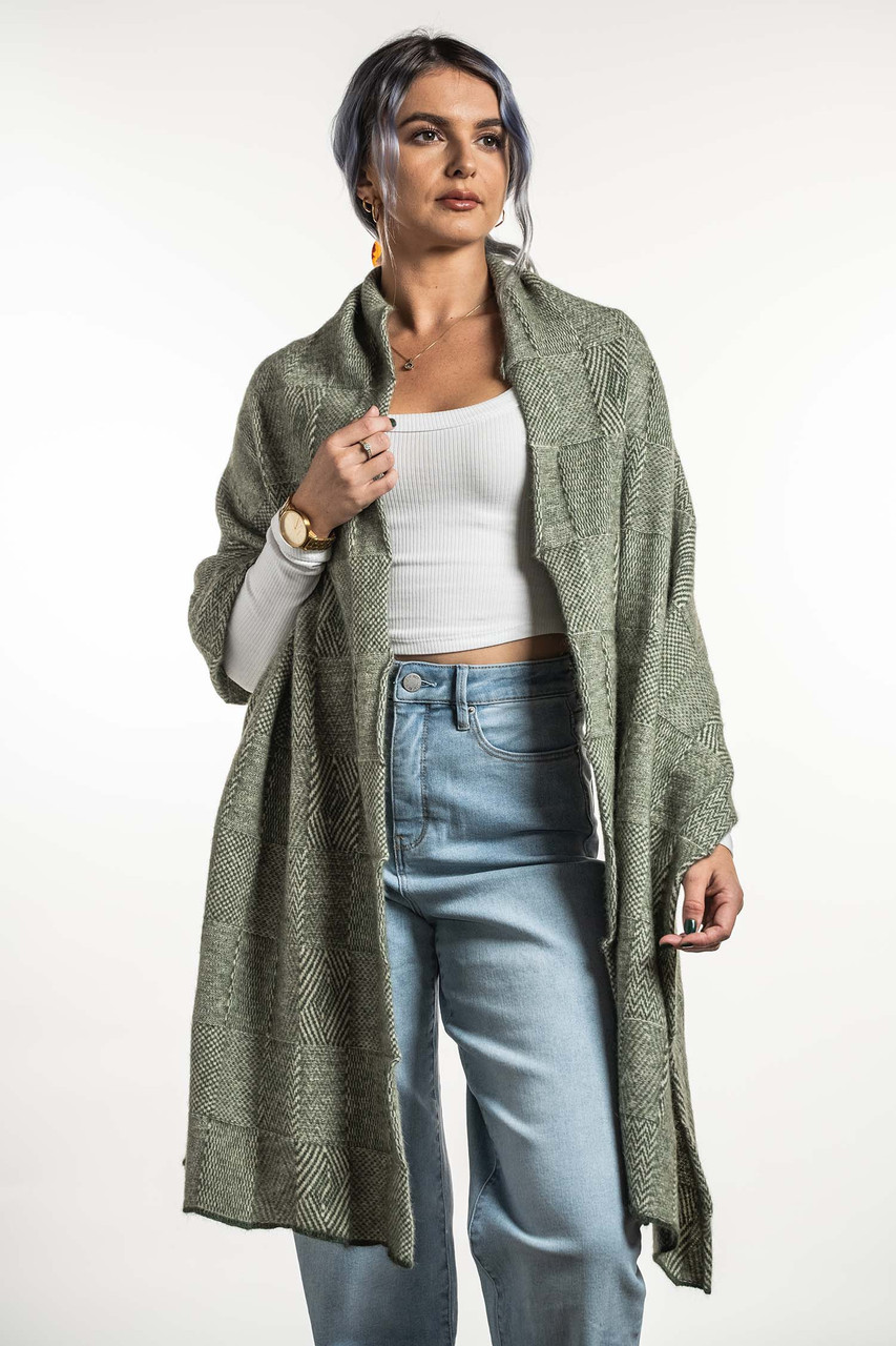 Possum Merino Clothing Women's Koru Jacquard Wrap K0554