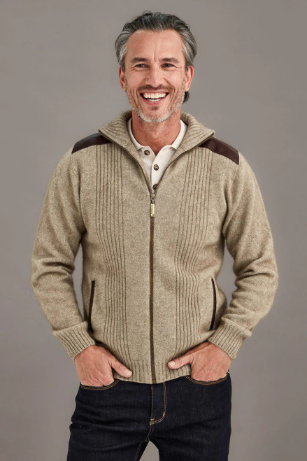 Possum Merino Clothing - McDonald Zip Jacket with Lambskin Leather