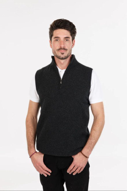Native World Possum Merino Sleeveless Half Zip Vest - NB435