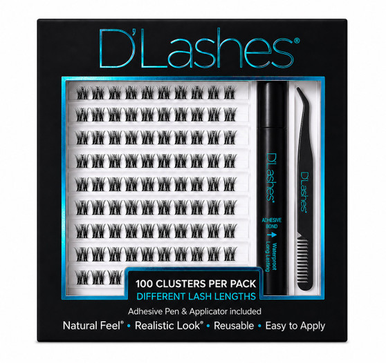 Introducing our latest addition to the D’Lashes family: the DIY Cluster Lashes Kit, designed for the ultimate lash experience in the comfort of your own home! With our kit, you’ll receive 100 cluster lashes in various sizes, ensuring a customizable fit for your unique eye shape and desired look.

But wait, there’s more! Each kit also includes our specially formulated seal and bond, ensuring that your lashes stay in place all day long. Plus, we’ve included our very own lash applicator for effortless application, making the process a breeze for everyone.

Whether you’re in between lash extension appointments or simply prefer the convenience of DIY lashes, our cluster lashes are perfect for you. Choose from a variety of styles to achieve your desired look, whether it’s natural and subtle or bold and glamorous.
