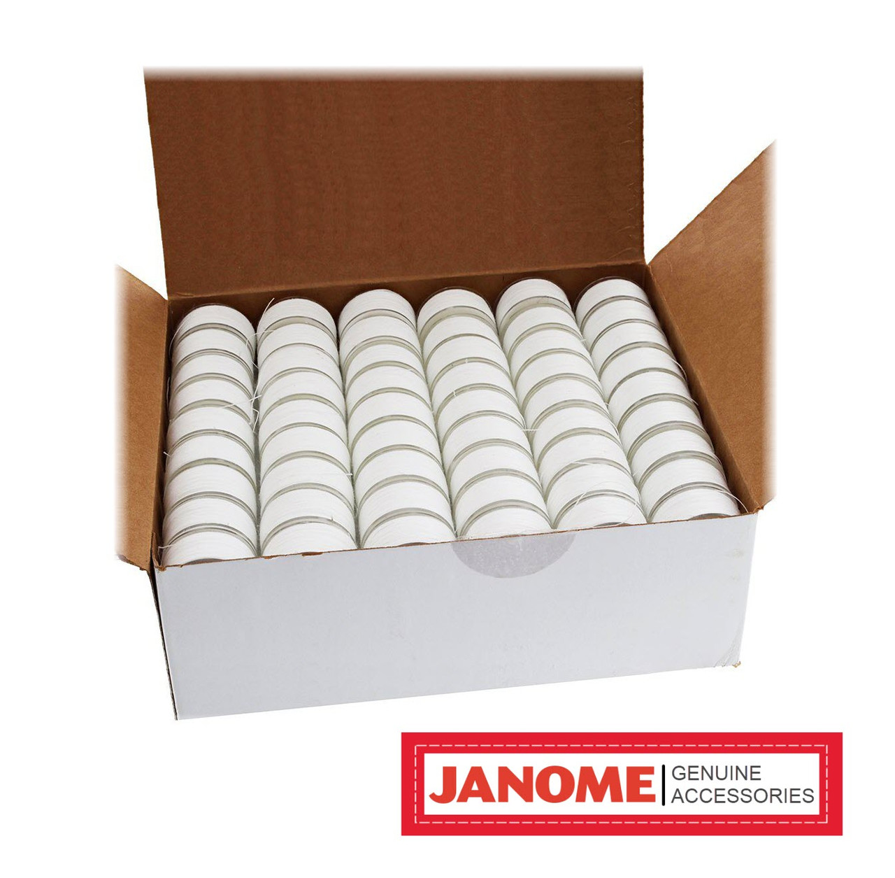 Janome Prewound Bobbins White 108-Pack | PREW108 - iShopTops.com