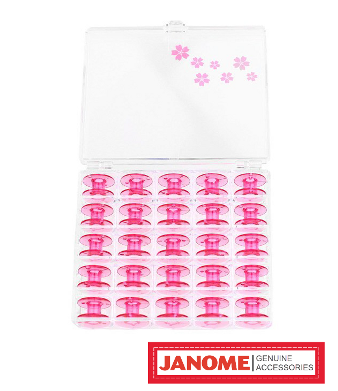 Janome Pink Cherry Blossom 25-Pack of Bobbins w/ Case 