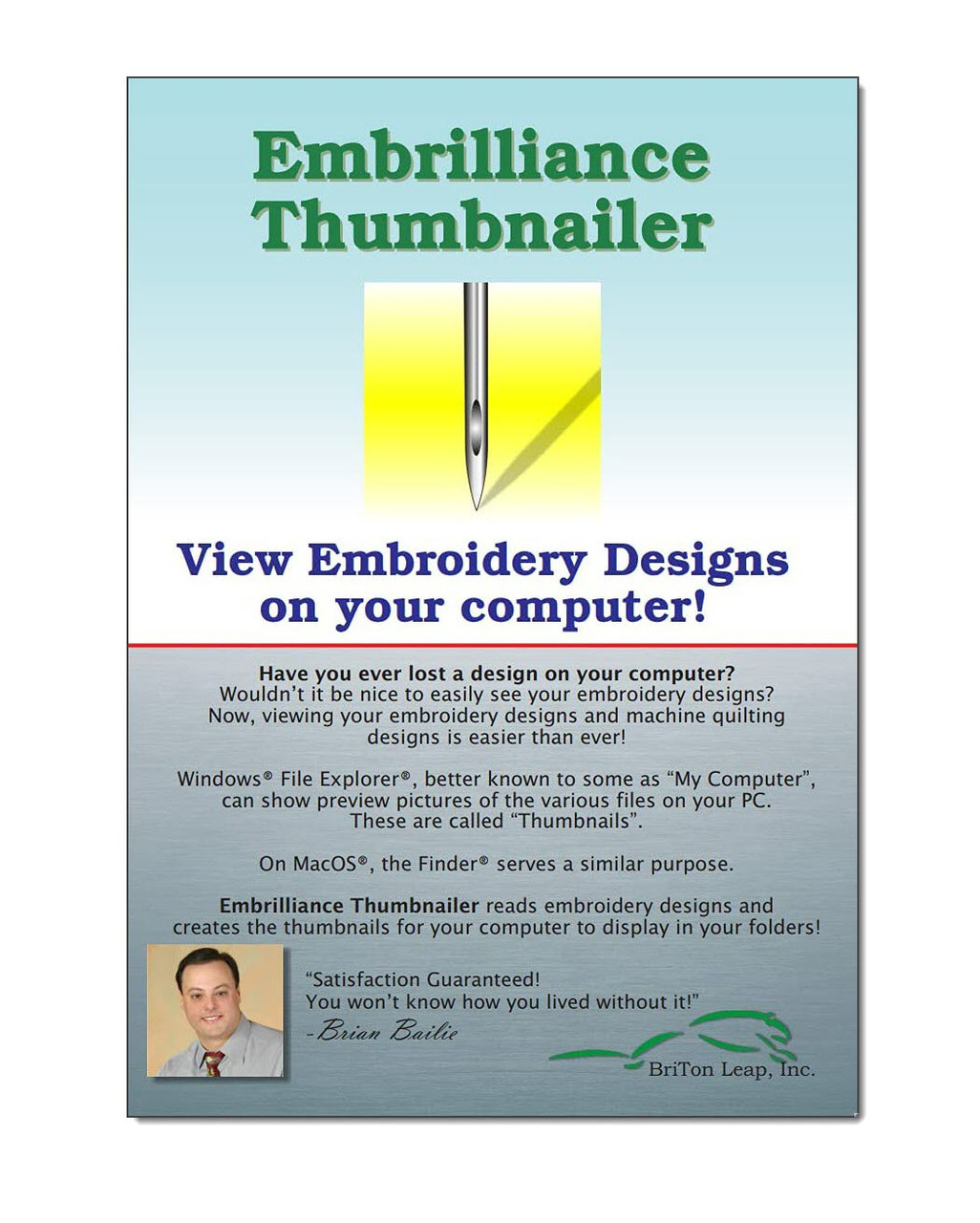 Embrilliance Thumbnailer Embroidery Software for Mac & PC