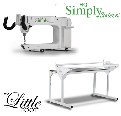 Handi Quilter Simply Sixteen 16-Inch Long Arm Quilting Machine + 5-Foot  Little Foot Frame w/Precision-Glide Wheels Package 