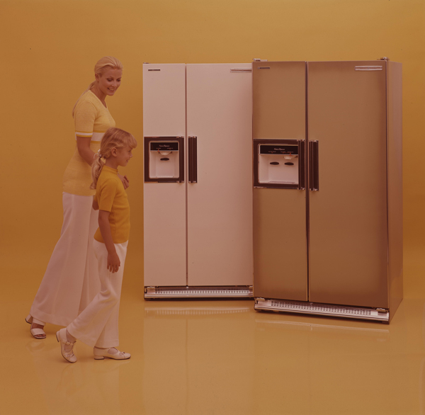 First custom through-the-door refrigerator with ice and water dispenser