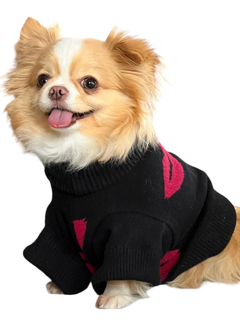 Black and hot pink lips sweater