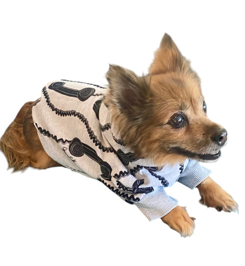 Black and grey telephone pattern hoodie