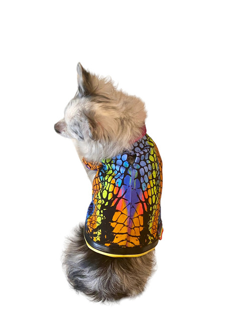 Silk reptile pattern rainbow vest shirt - Yellow Collar
