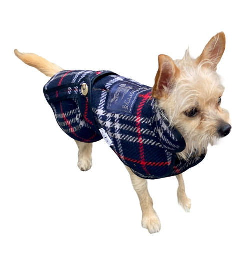 Navy Check pattern cashmere trench