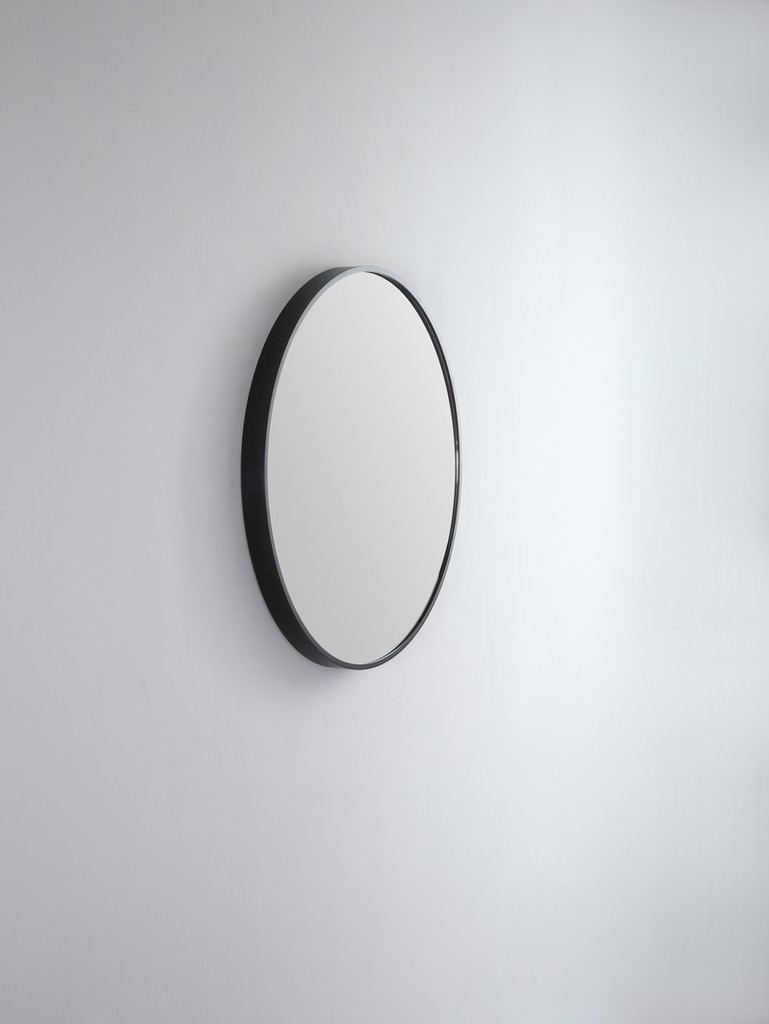 Round Metal Mirror | Matt Black | 61 cm
