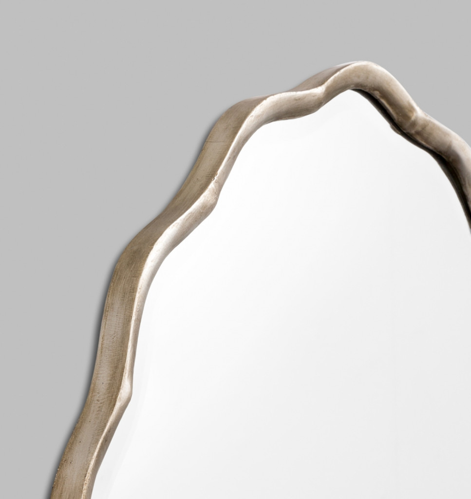 Coquille Metallic Silver Oval Wall Mirror