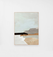 Tranquil Coastline Grey Framed Canvas 