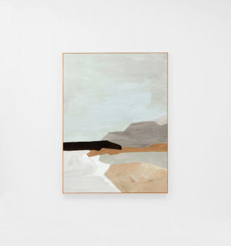 Tranquil Coastline Grey Framed Canvas 
