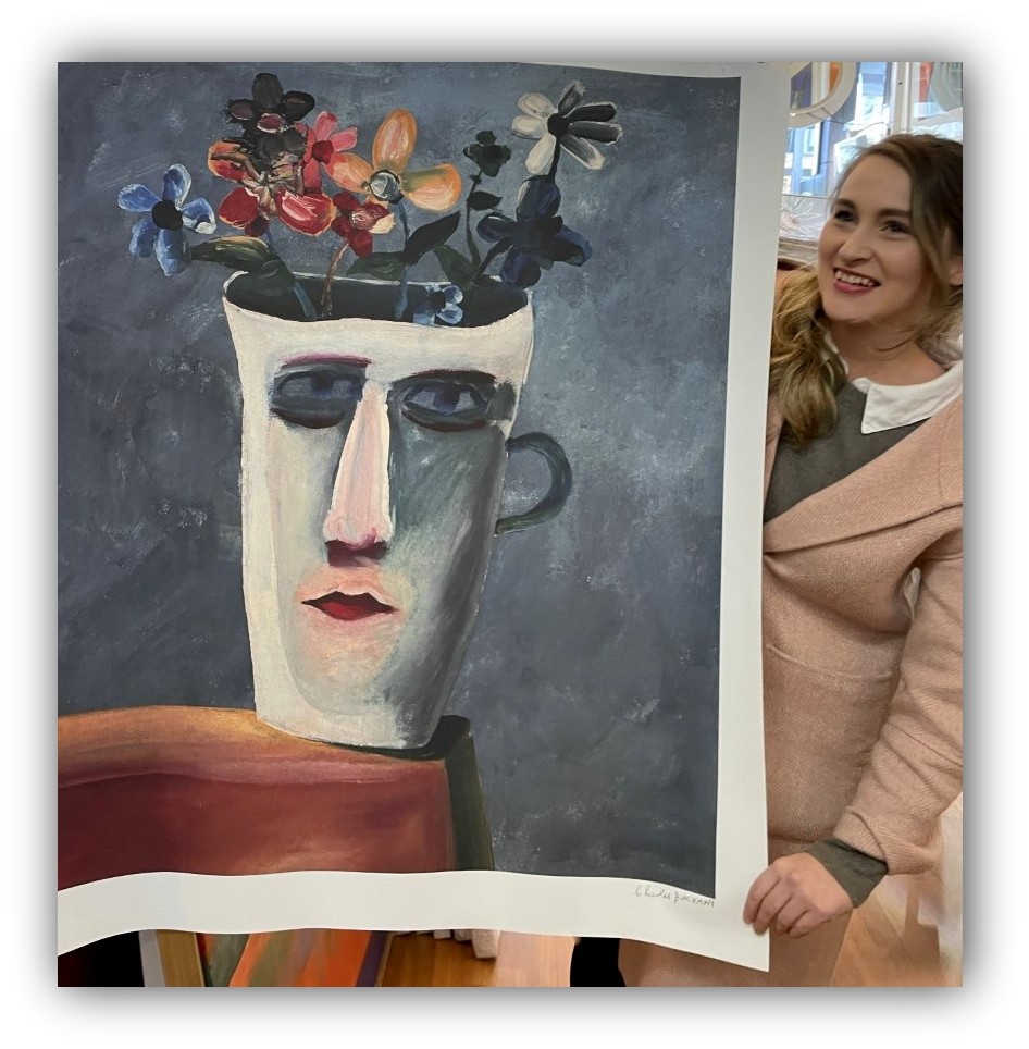 Lauren with a Limited Edition Charles Blackman print