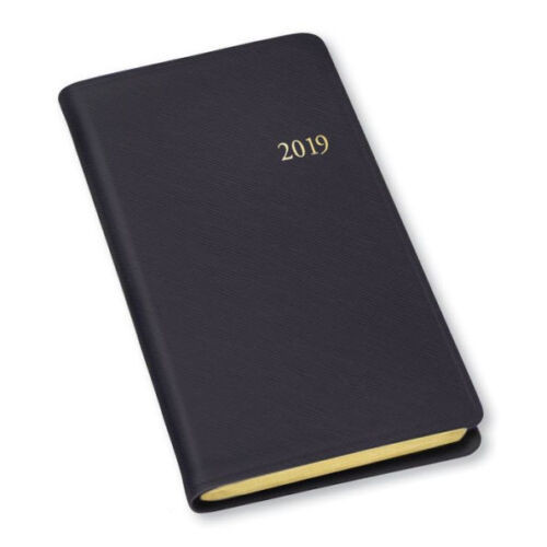 2019 / 2020 Gallery Leather Weekly Monthly Pocket Planner Mini Agenda Calendar (Black Cartier)