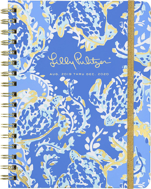 Lilly Pulitzer Large Aug. 2019 - Dec. 2020 17- Month Hardcover Agenda, 8.88" x 6.75" Personal Planner with Monthly and Weekly Spreads, Turtley Awesome