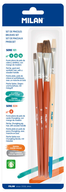 Kist vodene boje/tempere set 4/1 S121 (br 4, 10, 16) + S524 (br 1) Milan