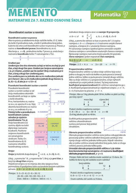 Matematika 7, memento za 7. razred osnovne škole