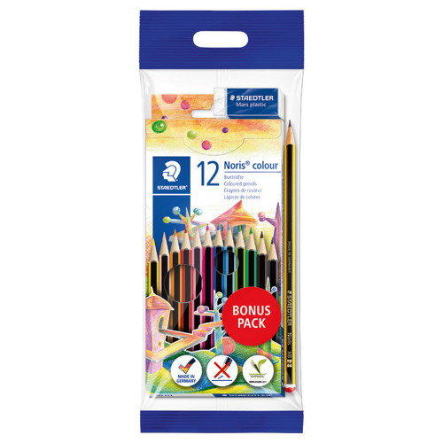 Boje drvene 12 boja+gumica+olovka grafitna Noris Colour Staedtler