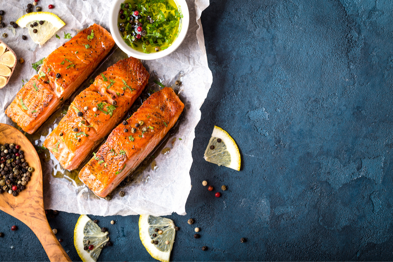 Lemon Pepper Salmon with Parsley-Infused Oil