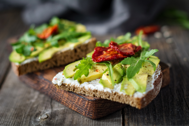 Goat’s Cheese, Avocado and Sun-dried Tomato on Toast