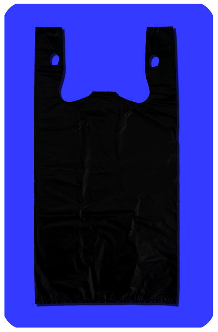 1/8 Barrel Black Plain Embossed T-Shirt BAG 16 mic  (10"x5"x18") 