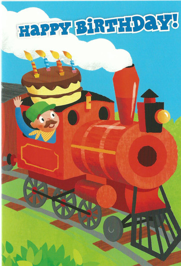 Cake on A Train Birthday Greeting Card Cake on A Train Birthday Greeting Card