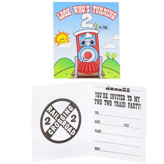 Two-Two Train 2nd Birthday Invitations Two-Two Train 2nd Birthday Invitations