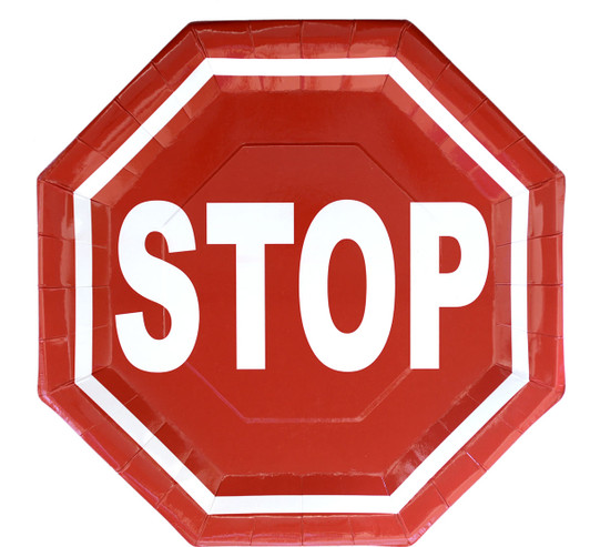 Stop Sign Octagon Shaped Dinner Plates (8 ct)  