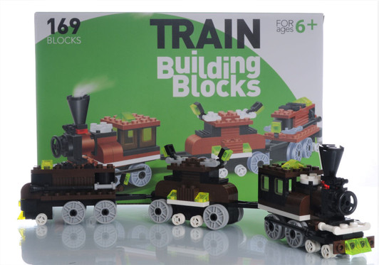 Train Building Blocks 169 Piece Engine and 2 Cars 