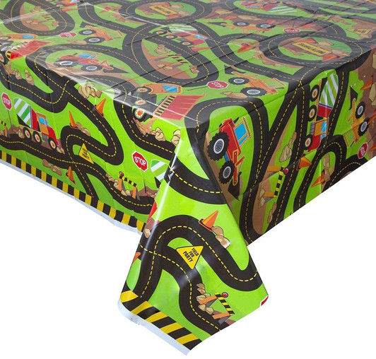 Construction Truck  Plastic Tablecloth (84" x 54 ")