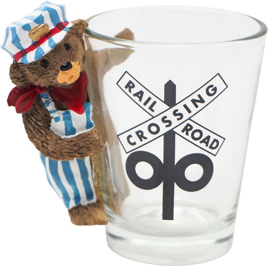Railroad Crossing/Engineer Bear Shot Glass Railroad Crossing/Engineer Bear Shot Glass