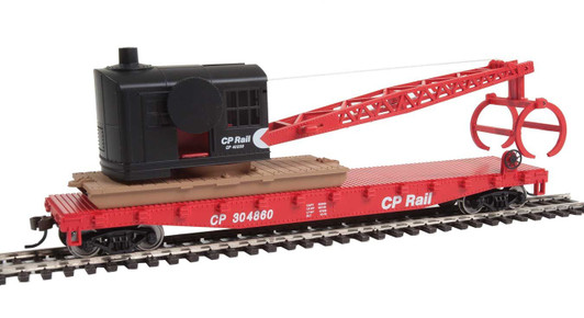 Flatcar with Logging Crane - Ready to Run -- Canadian Pacific (red, black; Multimark Logo)