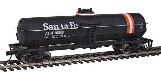 Tank Car - Ready to Run -- Atchison, Topeka & Santa Fe #98016 (black, Orange & White Stripes) Tank Car - Ready to Run -- Atchison, Topeka & Santa Fe #98016 (black, Orange & White Stripes)
