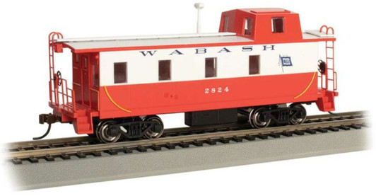 Slanted Offset-Cupola Caboose - Ready to Run -- Wabash #2824 (white, red) Slanted Offset-Cupola Caboose - Ready to Run -- Wabash #2824 (white, red)