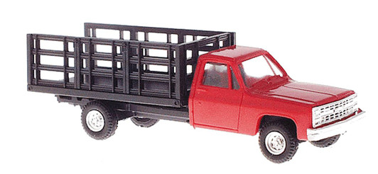HO Scale Chevrolet Pick-Up with Stakebed Body - Red HO Scale Chevrolet Pick-Up with Stakebed Body - Red