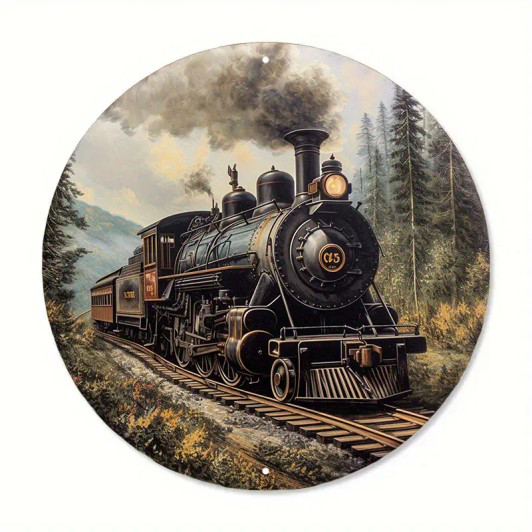 Metal Train Sign 8x8 "